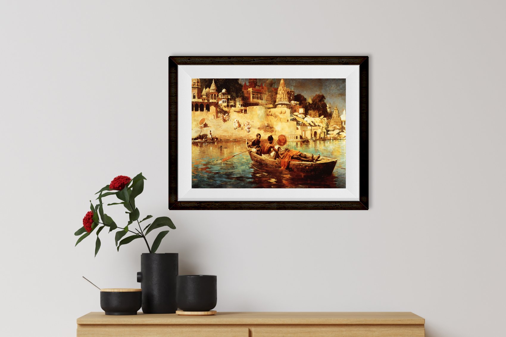 A Souvenir of the Ganges Painting - Meri Deewar 3 : 2 Horizontal Premium Wall Art Canvas by MeriDeewar