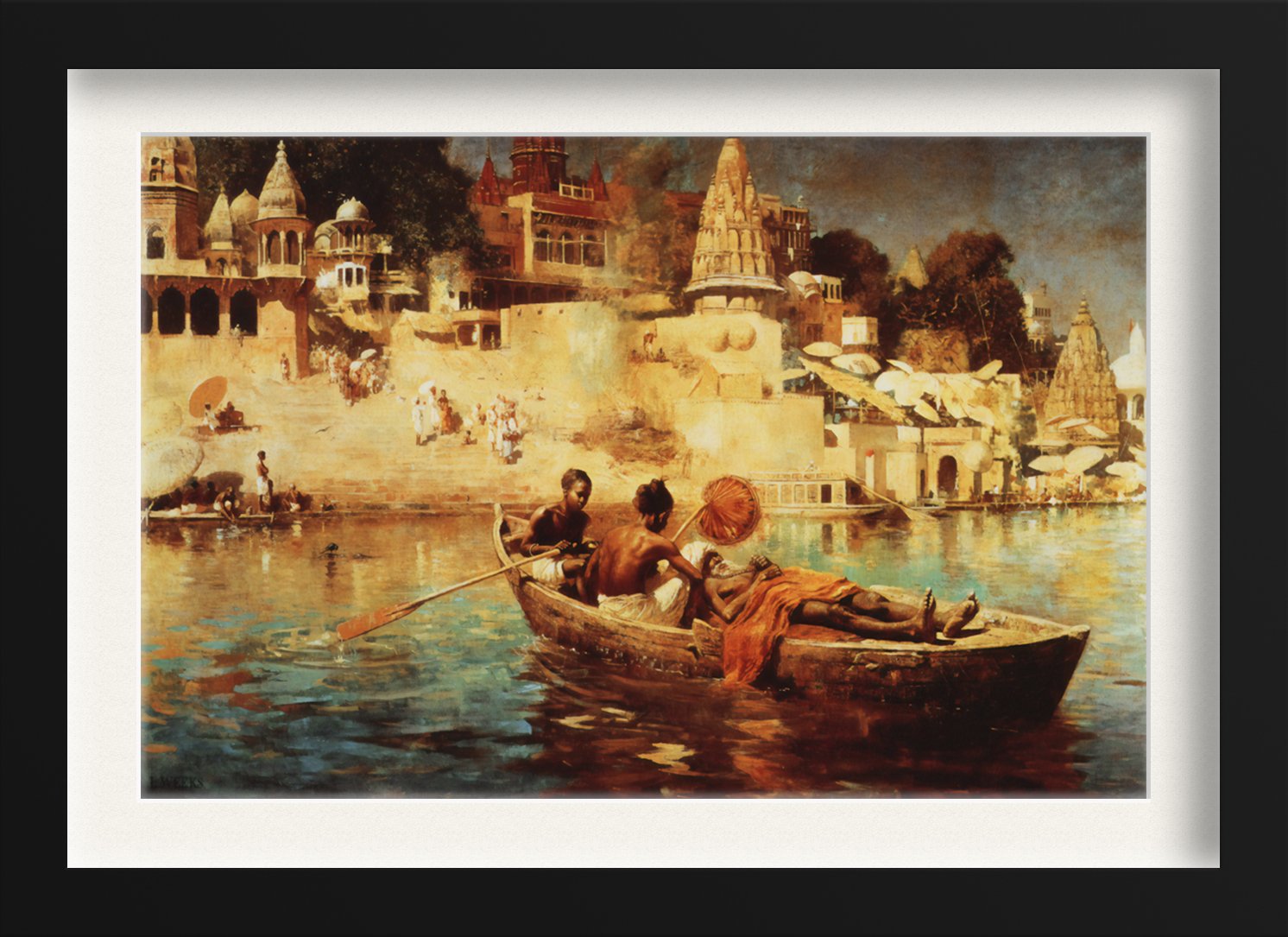 A Souvenir of the Ganges Painting - Meri Deewar 3 : 2 Horizontal Premium Wall Art Canvas by MeriDeewar
