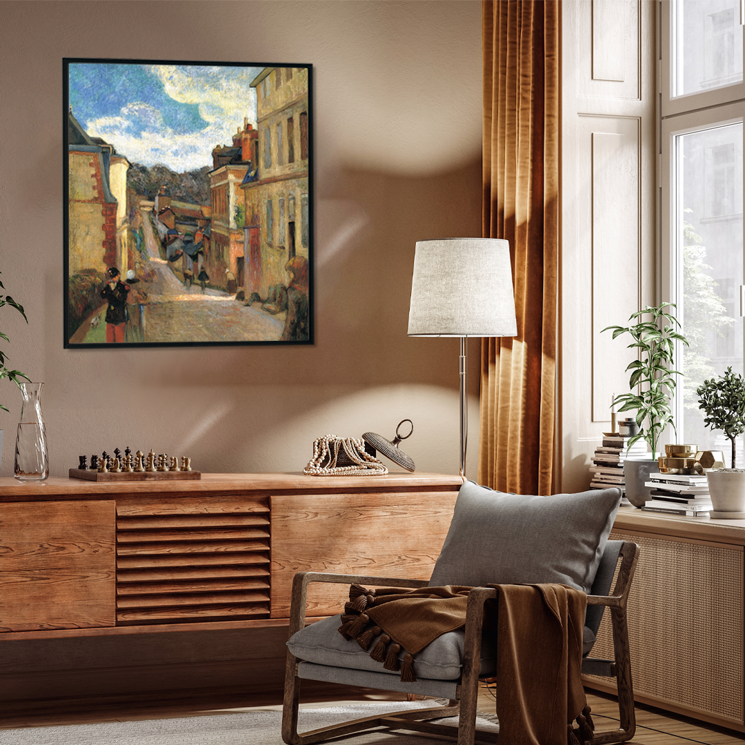 A Suburban Street Painting 5 : 6 Vertical Premium Wall Art Canvas by MeriDeewar