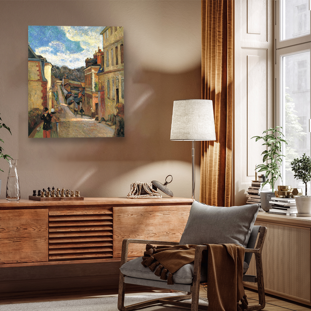 A Suburban Street Painting 5 : 6 Vertical Premium Wall Art Canvas by MeriDeewar