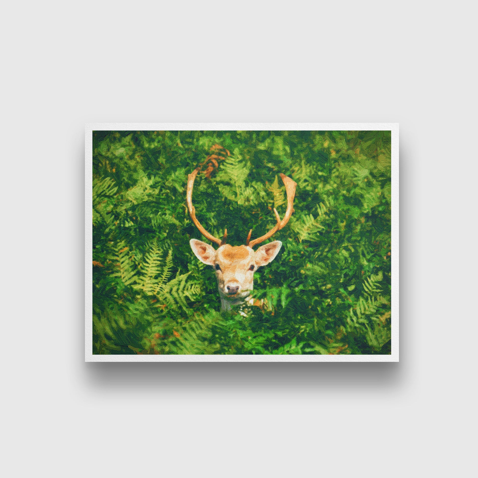A Wild Dear look at camera painting - Meri Deewar 4 : 3 Horizontal Premium Wall Art Canvas by MeriDeewar