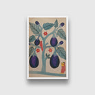 A-woman-pulling-giant-aubergines-from-a-tree Painting-Meri Deewar 2 : 3 Vertical Premium Wall Art Canvas by MeriDeewar