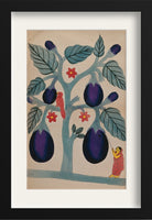 A-woman-pulling-giant-aubergines-from-a-tree Painting-Meri Deewar 2 : 3 Vertical Premium Wall Art Canvas by MeriDeewar