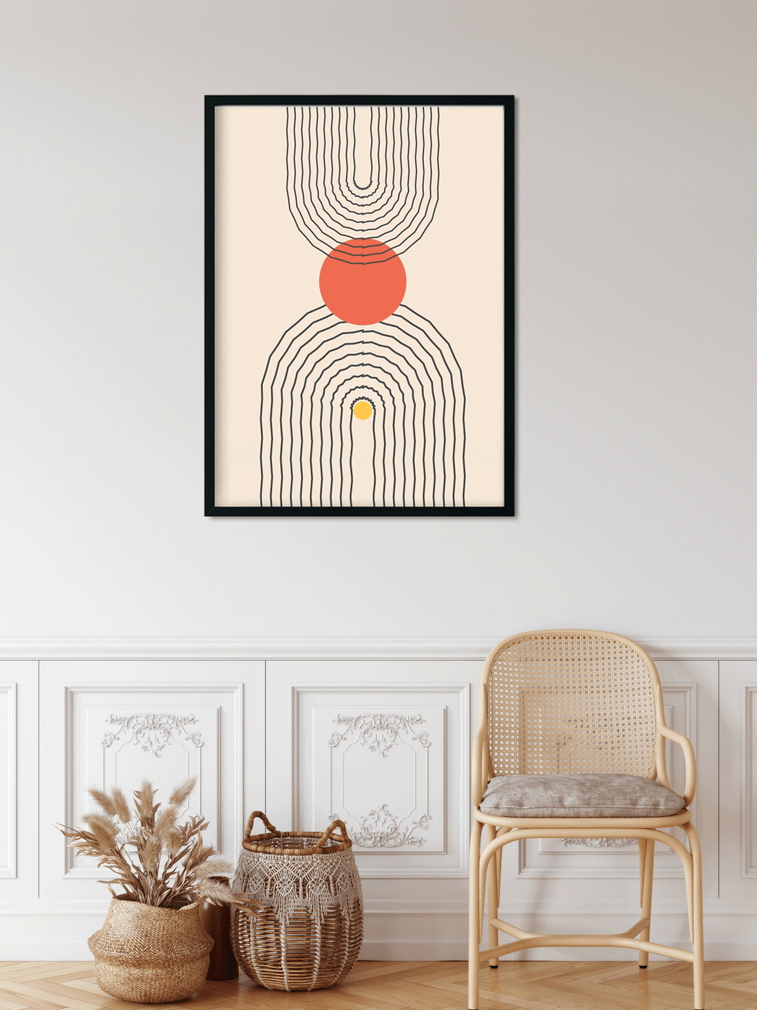 Abstract boho modern Painting 4 X 5.5 Vertical Premium Wall Art Canvas by MeriDeewar