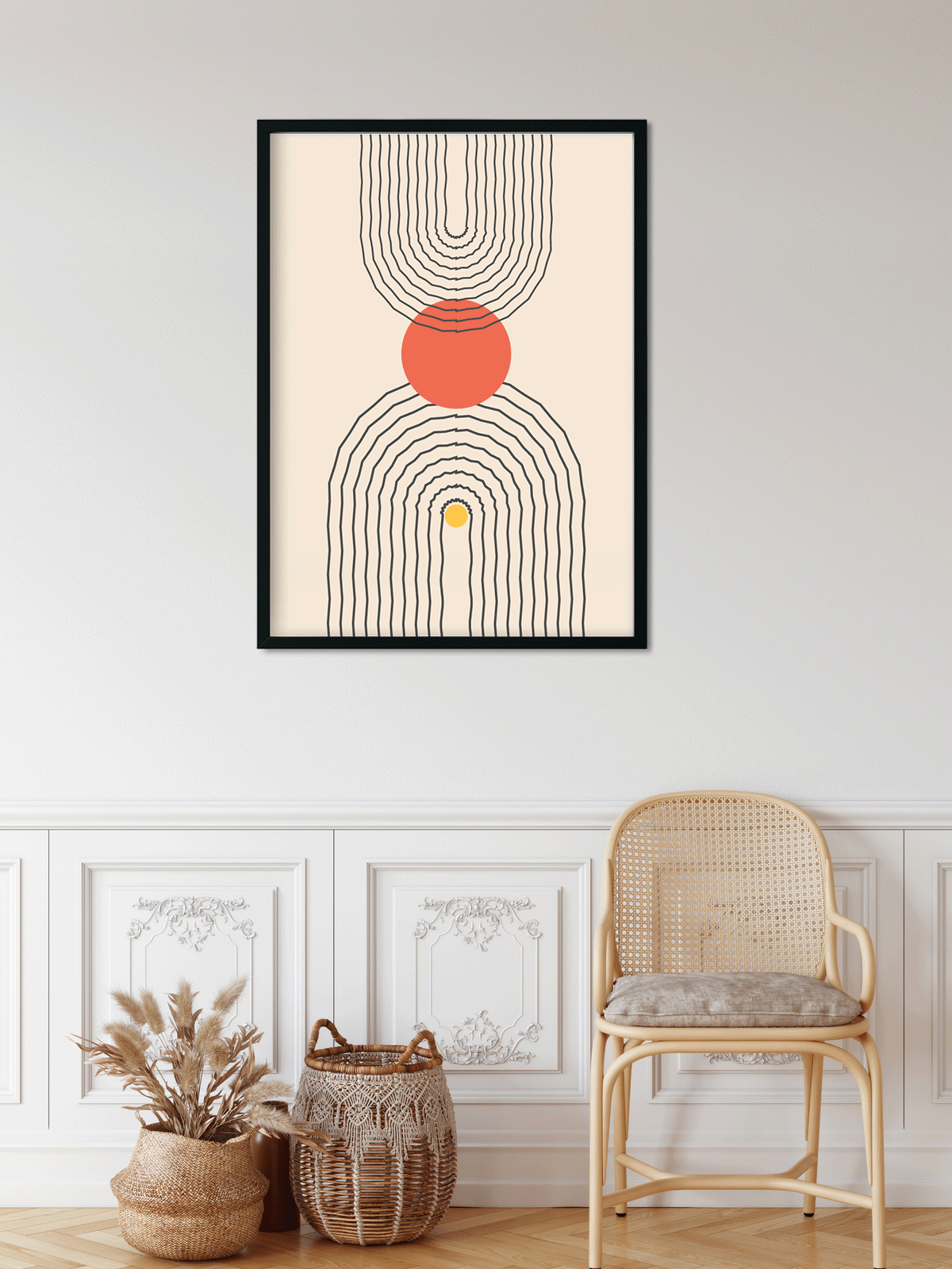 Abstract boho modern Painting 4 X 5.5 Vertical Premium Wall Art Canvas by MeriDeewar