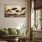 Abstract Brown Flowers Design Printed Wall Painting 4 : 3 Horizontal Premium Wall Art Canvas by MeriDeewar