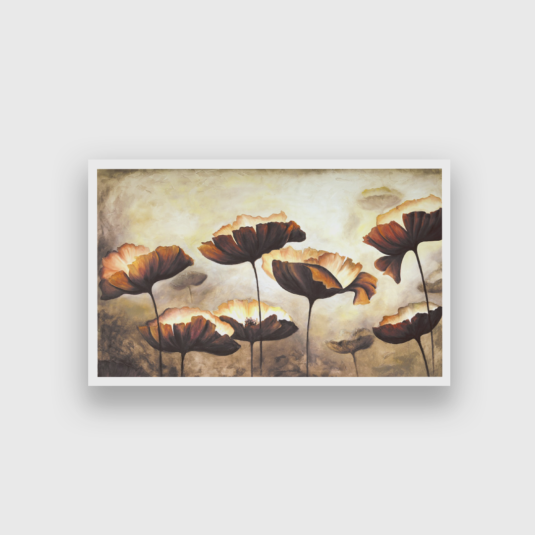 Abstract Brown Flowers Design Printed Wall Painting 4 : 3 Horizontal Premium Wall Art Canvas by MeriDeewar