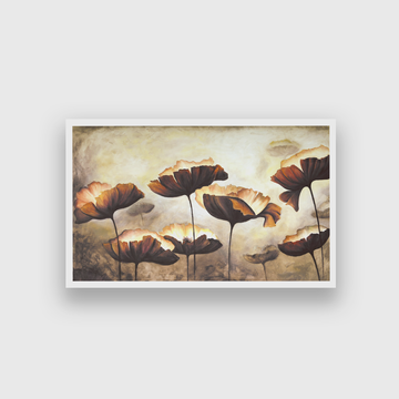 Abstract Brown Flowers Design Printed Wall Painting 4 : 3 Horizontal Premium Wall Art Canvas by MeriDeewar