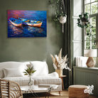 Abstract Design Boat in River Wall painting 4 : 3 Horizontal Premium Wall Art Canvas by MeriDeewar