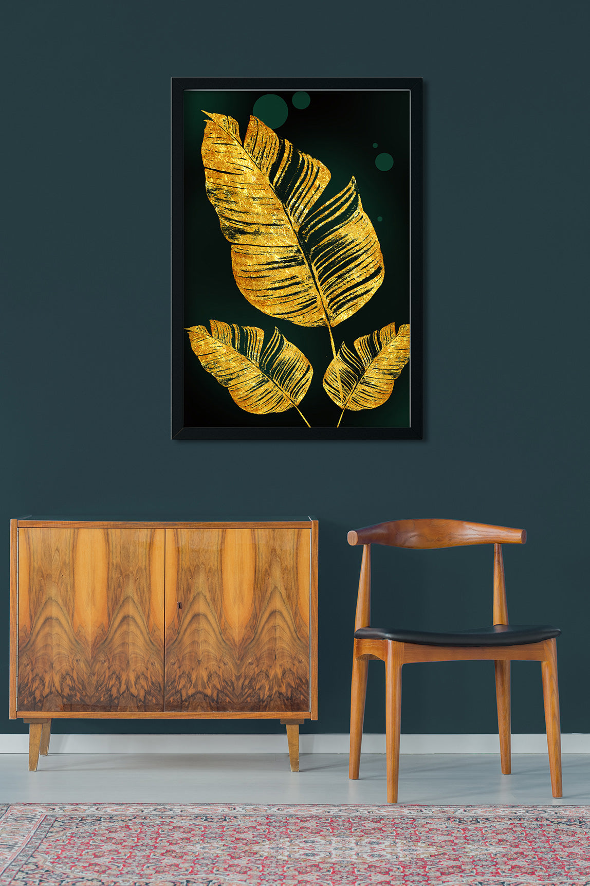 Abstract Golden Leaves Painting 2 : 3 Vertical Premium Wall Art Canvas by MeriDeewar