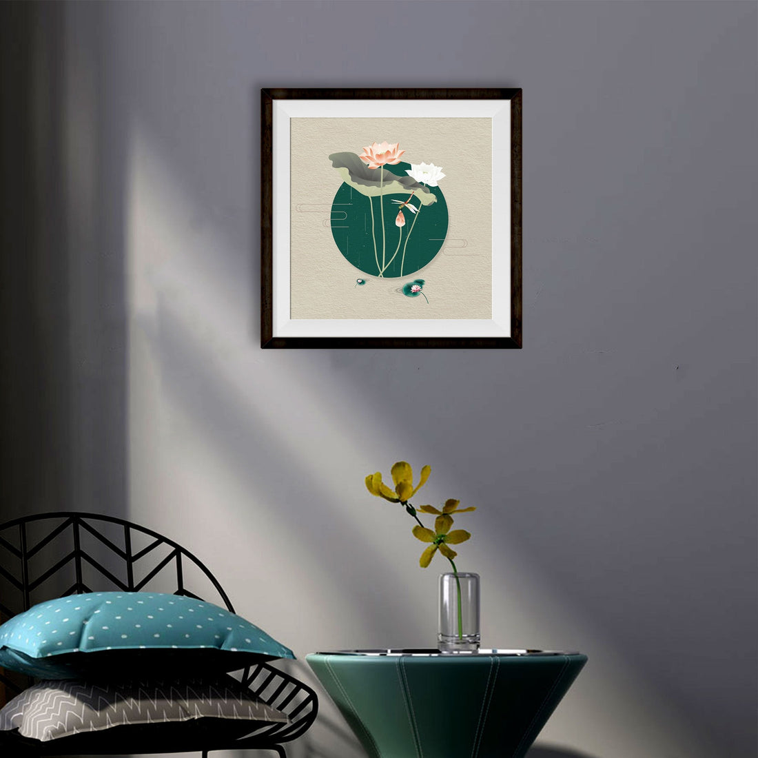 Abstract Lotus Painting 1 : 1 Square Premium Wall Art Canvas by MeriDeewar