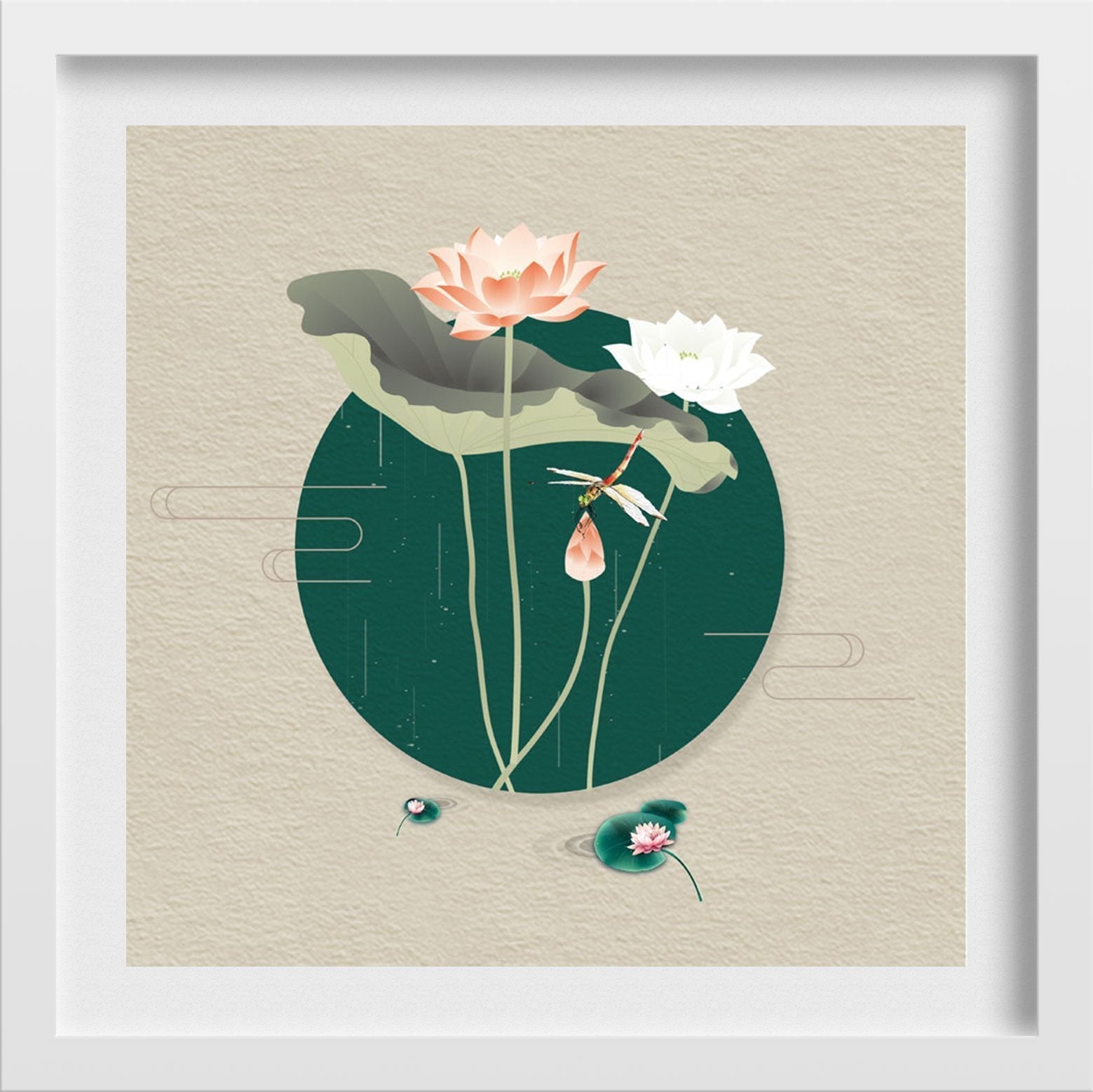 Abstract Lotus Painting 1 : 1 Square Premium Wall Art Canvas by MeriDeewar