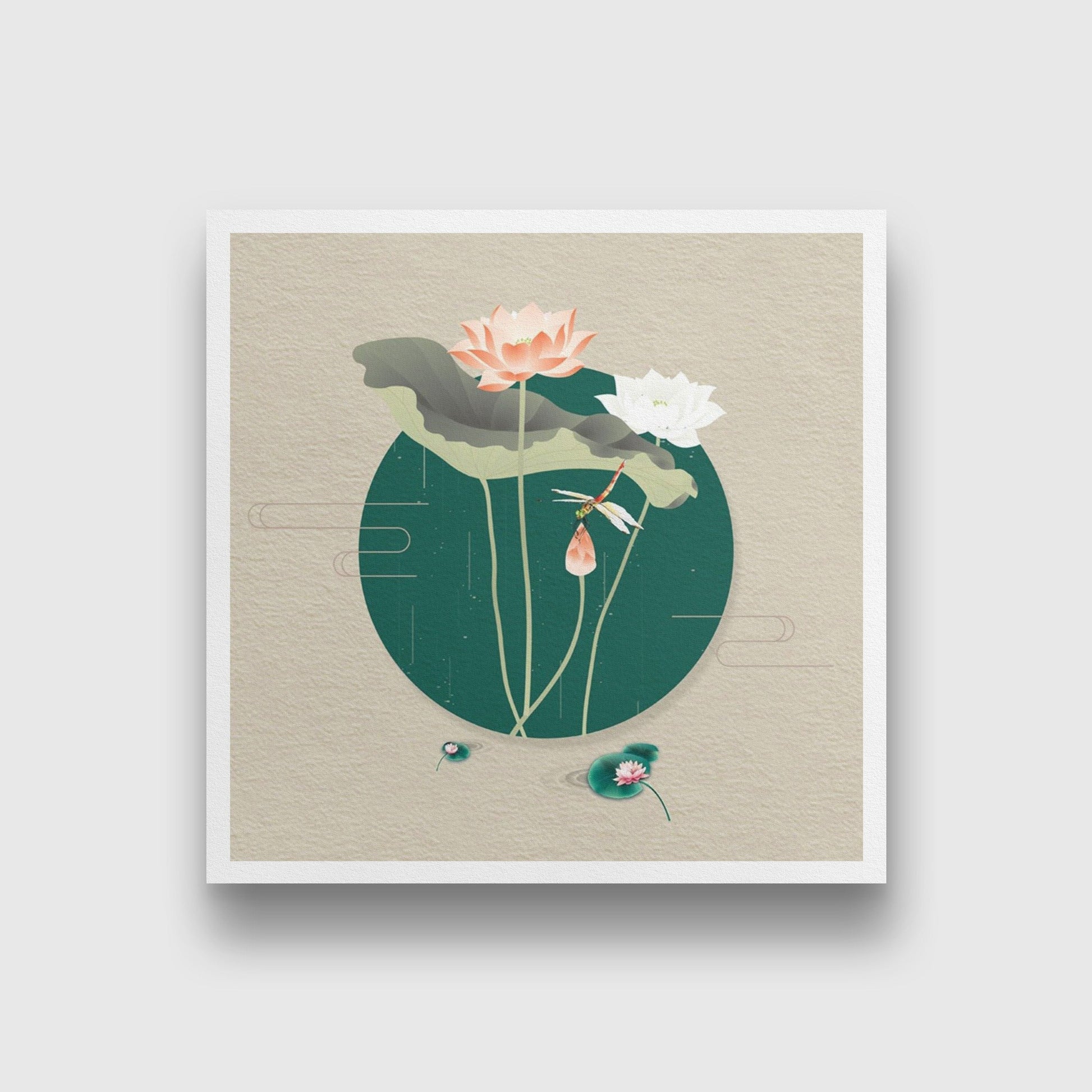 Abstract Lotus Painting 1 : 1 Square Premium Wall Art Canvas by MeriDeewar