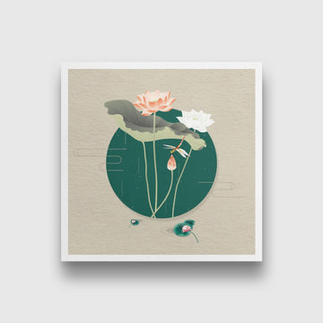 Abstract Lotus Painting 1 : 1 Square Premium Wall Art Canvas by MeriDeewar
