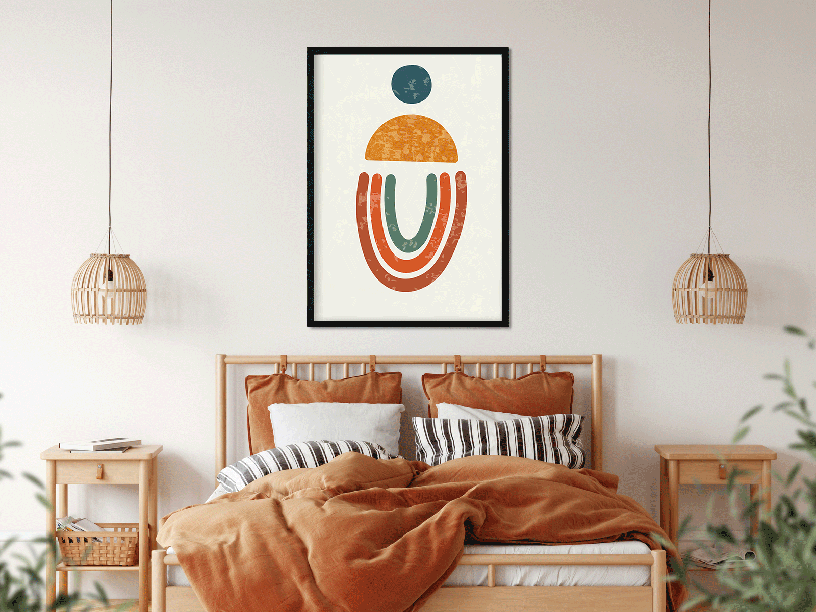 Abstract modern boho contemporary wall art Painting 4 X 5.5 Vertical Premium Wall Art Canvas by MeriDeewar