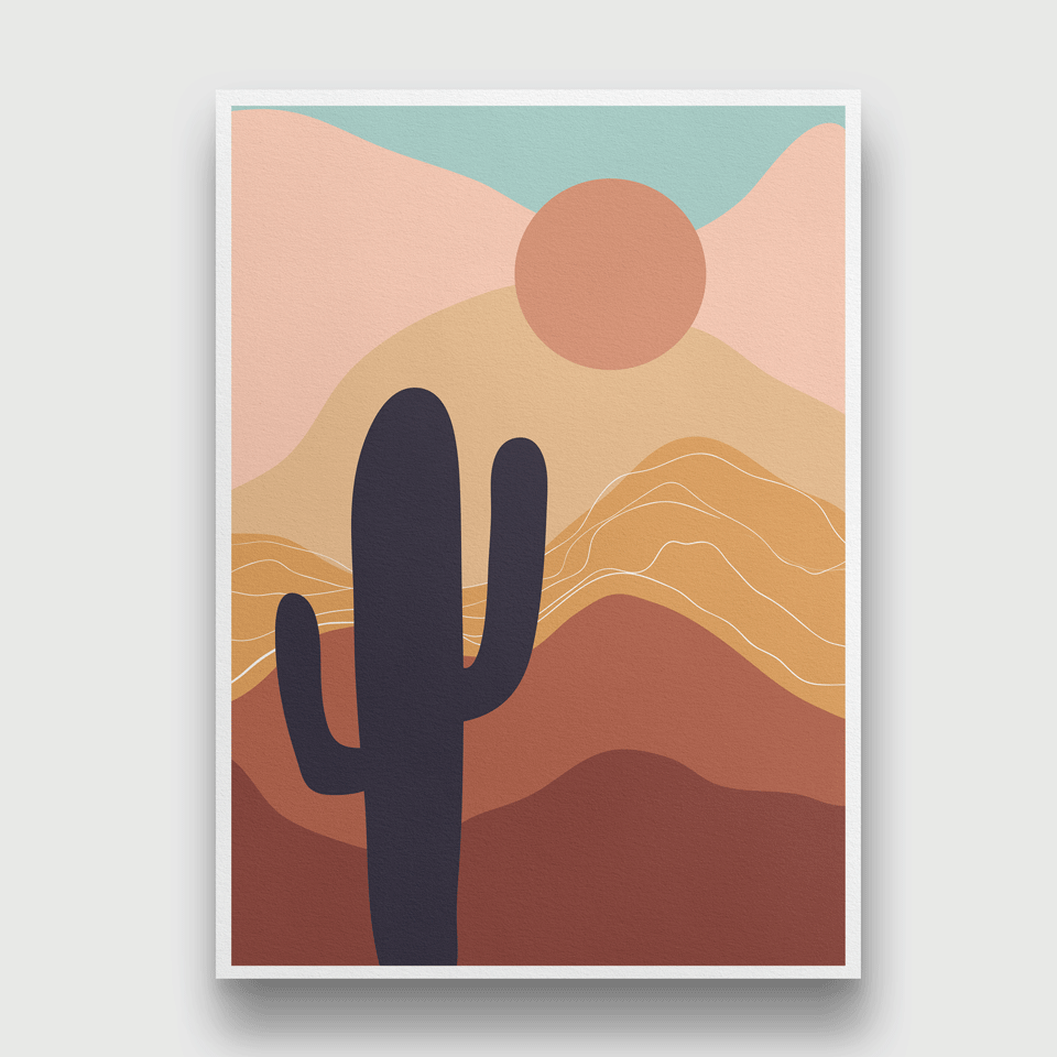 Abstract wall art set with landscape dessert Painting 3 : 4.2 Vertical Premium Wall Art Canvas by MeriDeewar