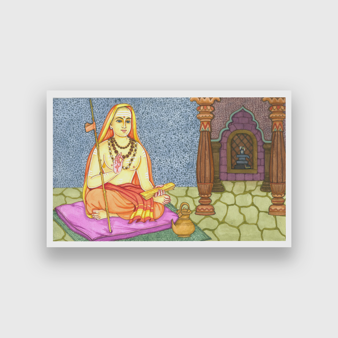 Adi Shankaracharya Painting 3 : 2 Horizontal Premium Wall Art Canvas by MeriDeewar