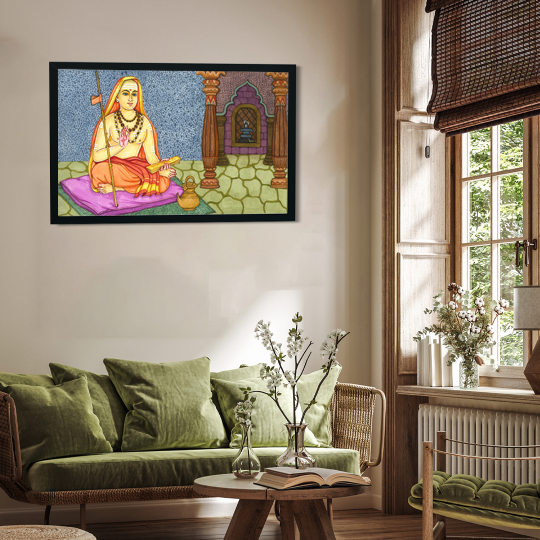 Adi Shankaracharya Painting 3 : 2 Horizontal Premium Wall Art Canvas by MeriDeewar