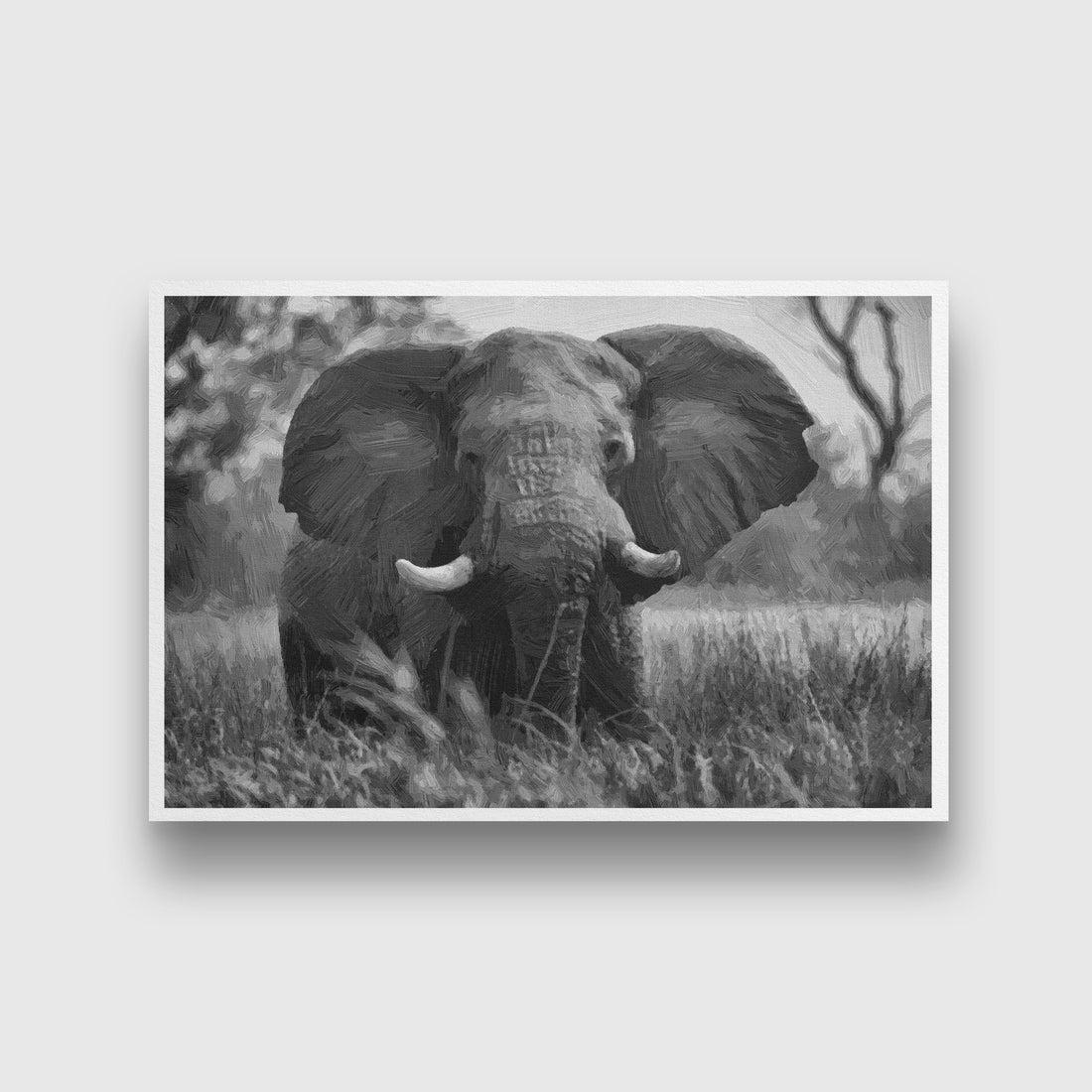 African Elephant Painting - Meri Deewar 3 : 2 Horizontal Premium Wall Art Canvas by MeriDeewar