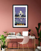 Agra India Taj Mahal Vintage Poster 2 : 3 Vertical Premium Wall Art Canvas by MeriDeewar