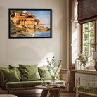 Along the Ghats Mathura Painting 3 : 2 Horizontal Premium Wall Art Canvas by MeriDeewar