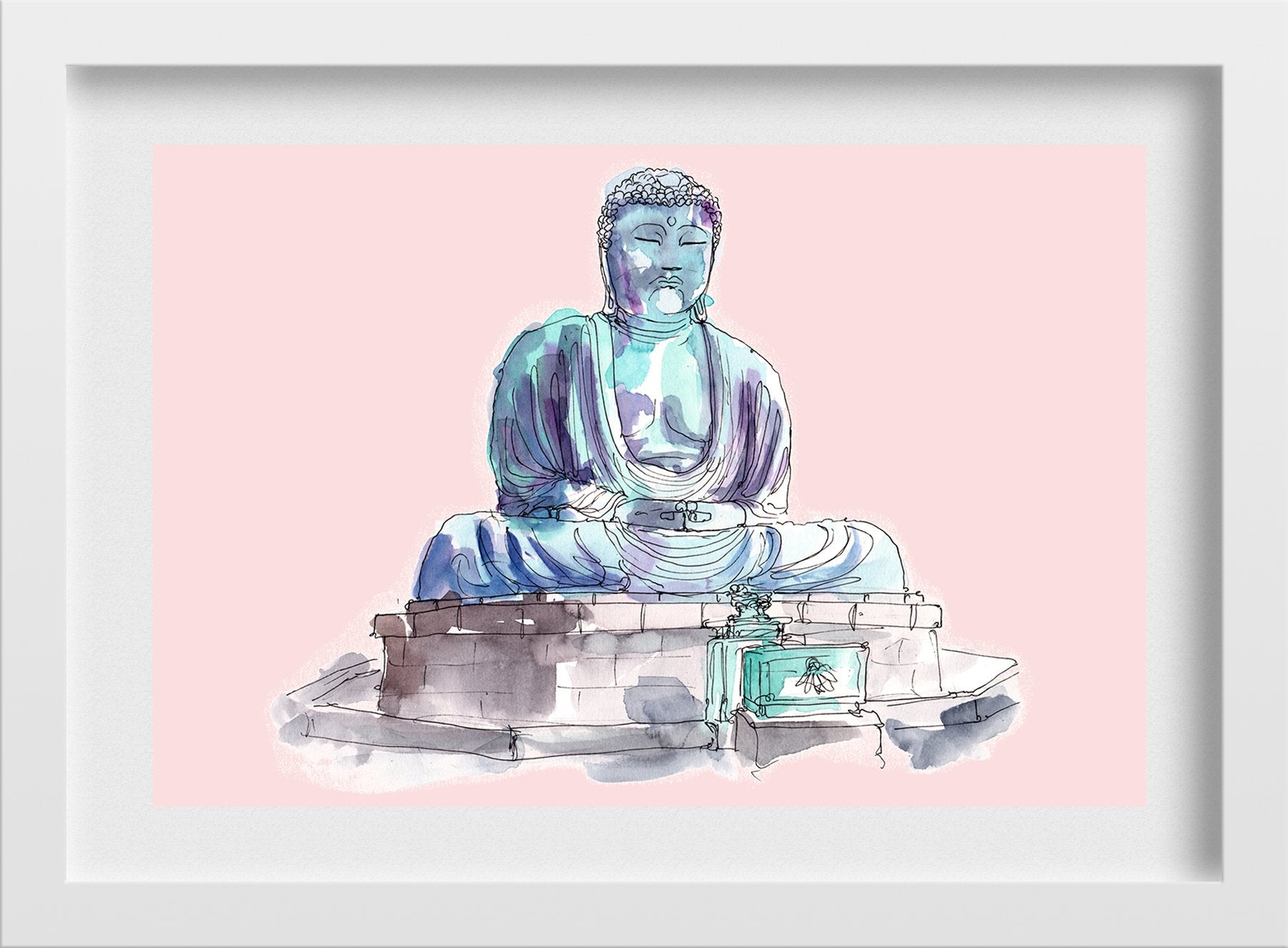 Amida Buddha Illustration Painting-Meri Deewar 3 : 2 Horizontal Premium Wall Art Canvas by MeriDeewar