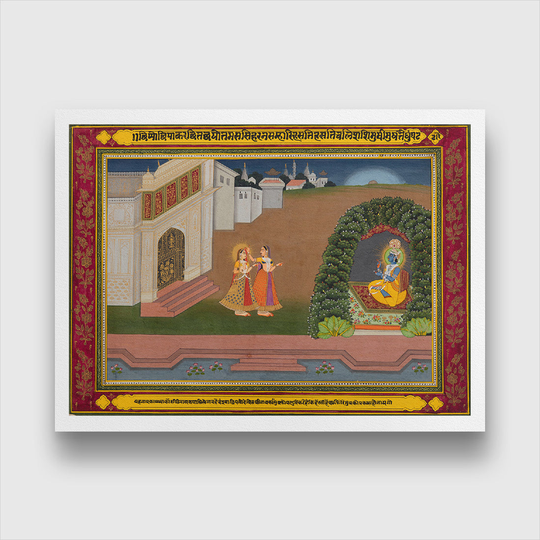 An Attendant Brings Radha To Krishna Painting 3 : 2 Horizontal Premium Wall Art Canvas by MeriDeewar