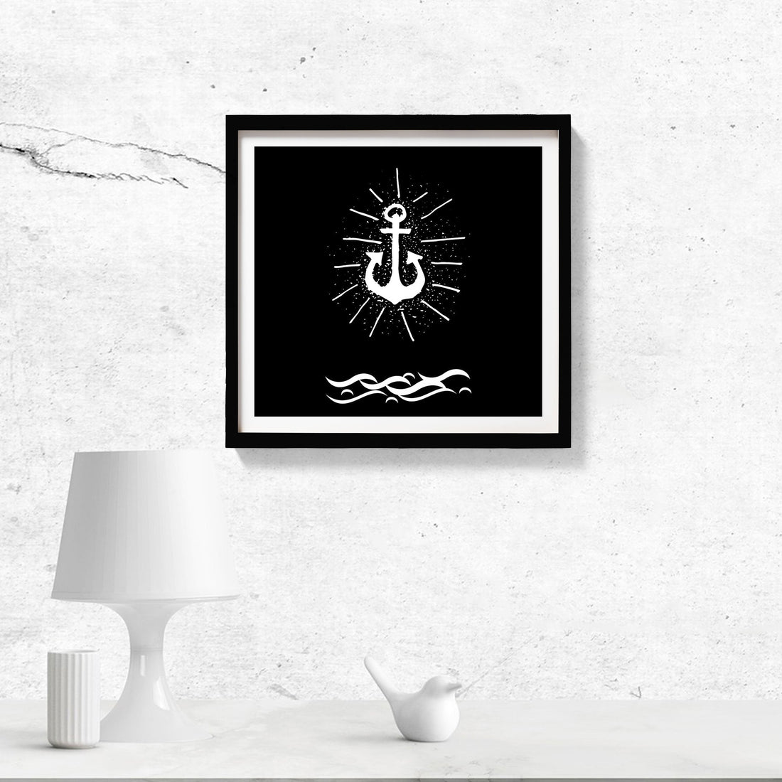 Anchor in Deep Sea 1 : 1 Square Premium Wall Art Canvas by MeriDeewar