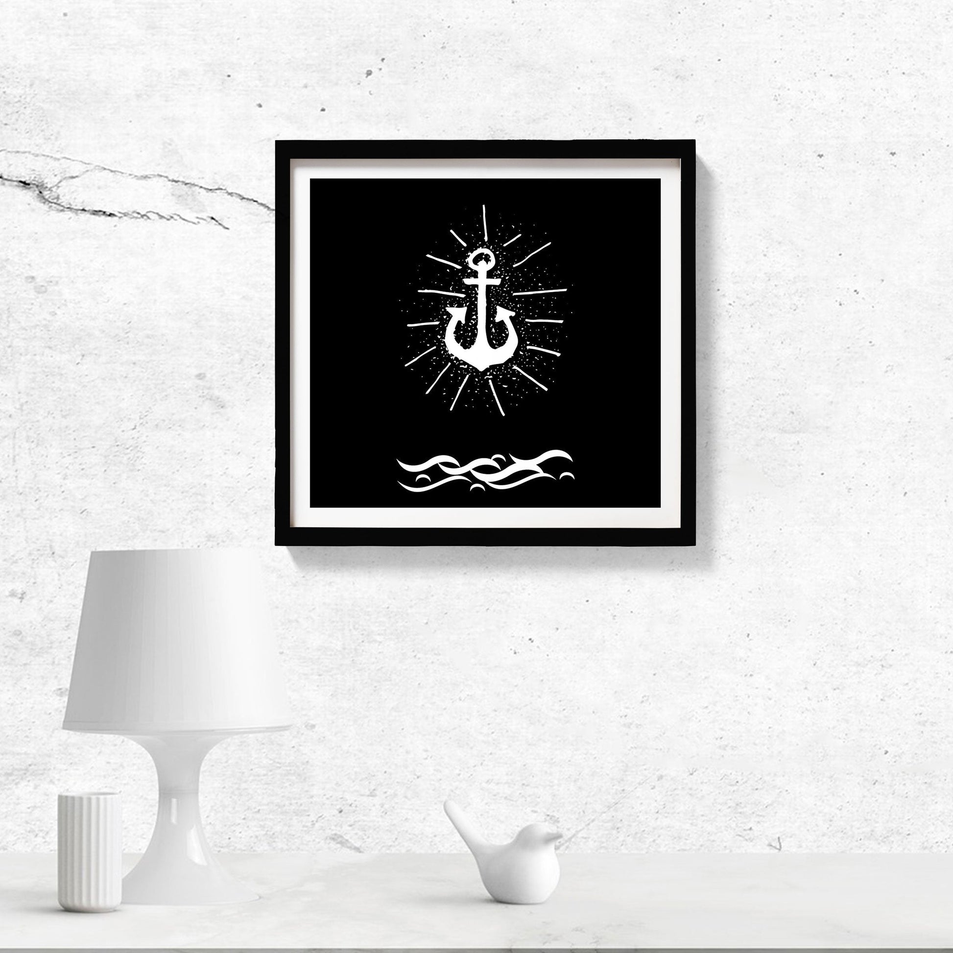 Anchor in Deep Sea 1 : 1 Square Premium Wall Art Canvas by MeriDeewar