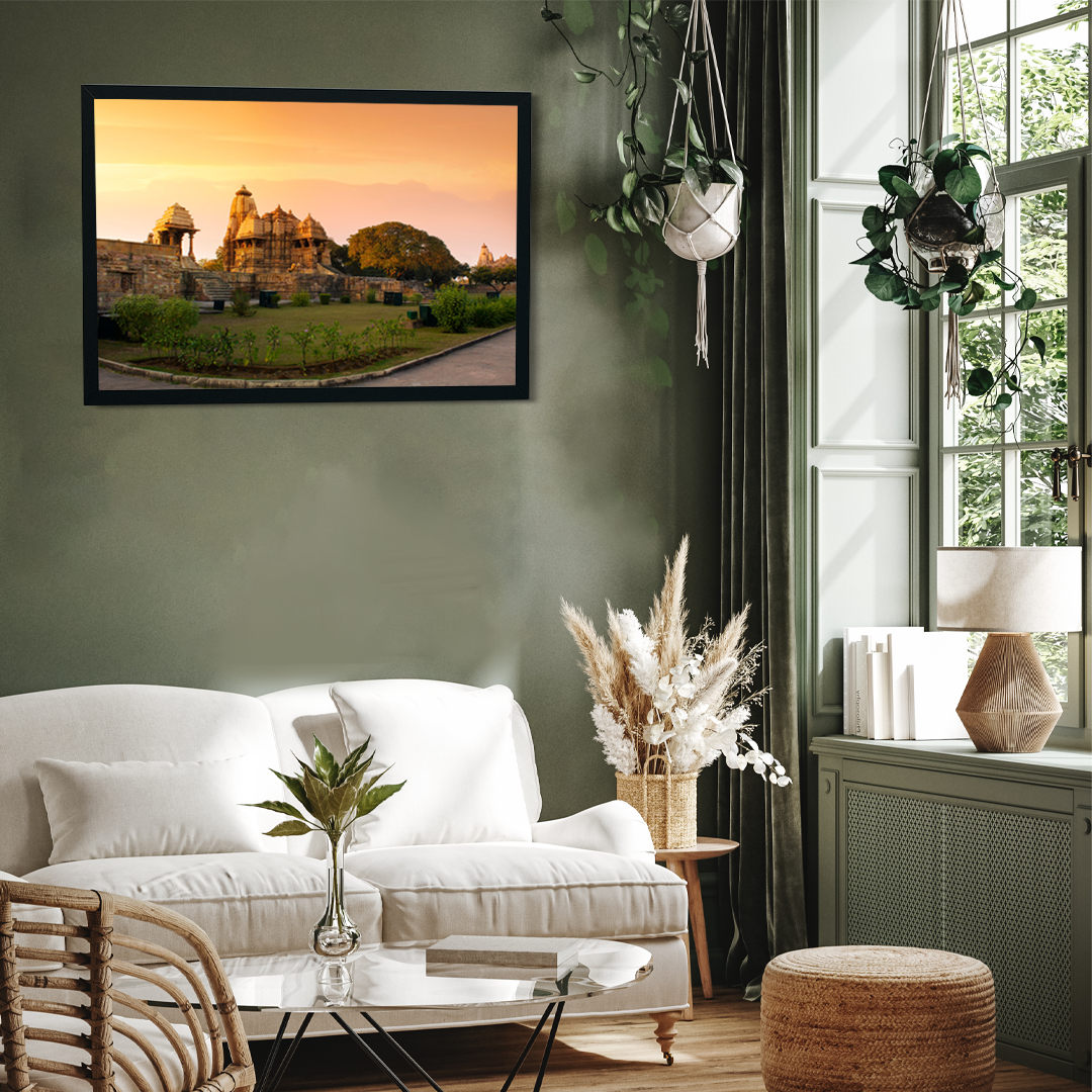 Ancient Temple Khajuraho Wall Painting 3 : 2 Horizontal Premium Wall Art Canvas by MeriDeewar