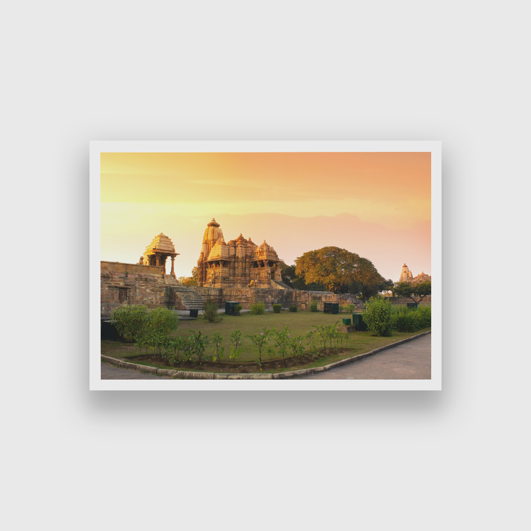 Ancient Temple Khajuraho Wall Painting 3 : 2 Horizontal Premium Wall Art Canvas by MeriDeewar