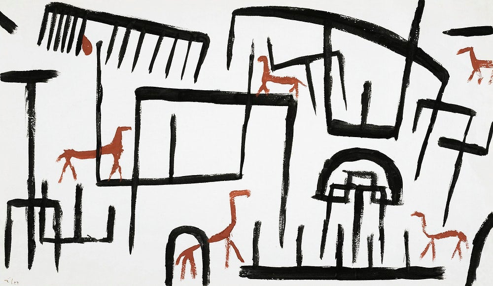 Animals in an Enclosure painting - Meri Deewar 2 : 1 Horizontal Premium Wall Art Canvas by MeriDeewar