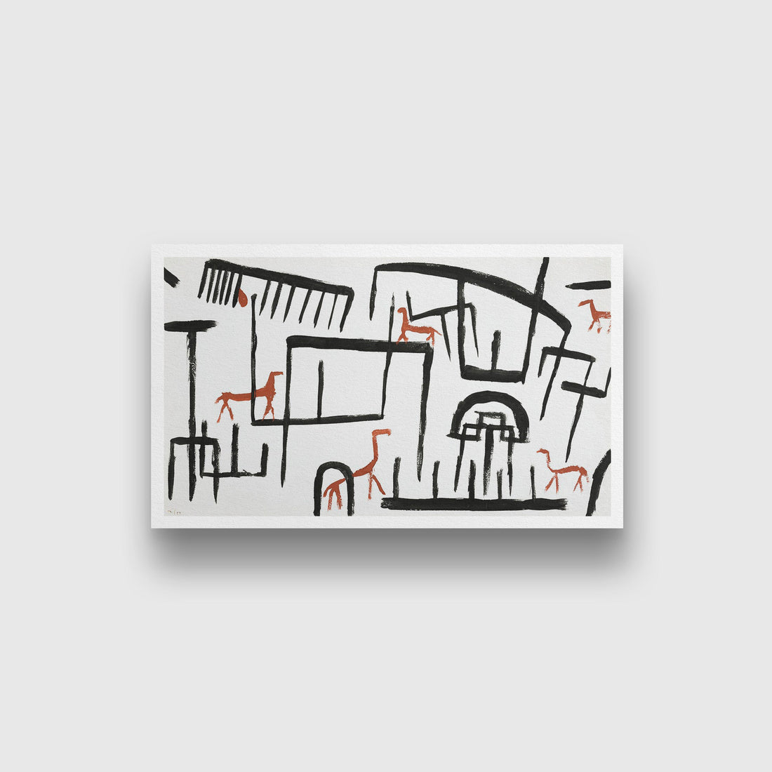 Animals in an Enclosure painting - Meri Deewar 2 : 1 Horizontal Premium Wall Art Canvas by MeriDeewar