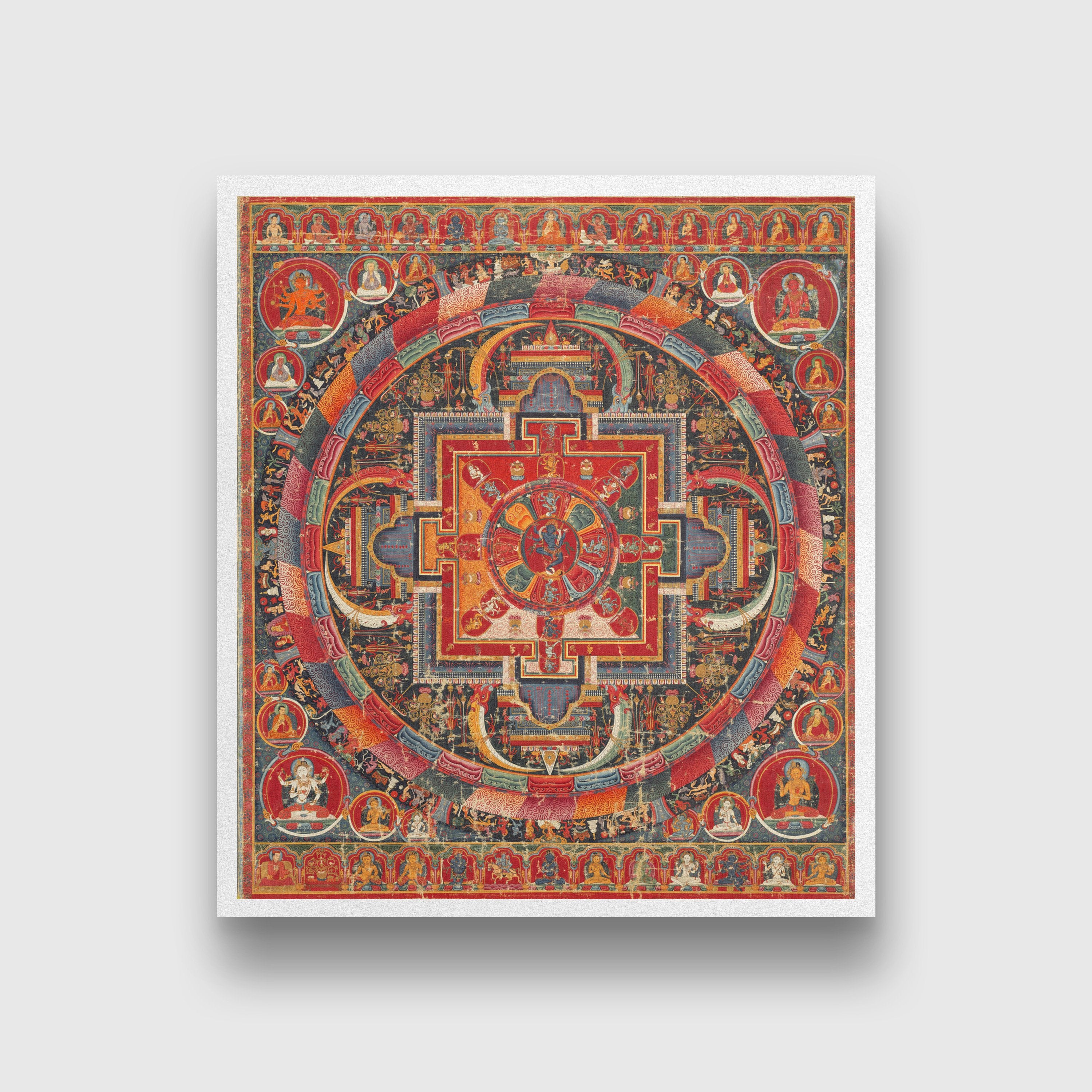 Antique Mandala of Nairatmya Buddha Painting 4 :5 Vertical Premium Wall Art Canvas by MeriDeewar