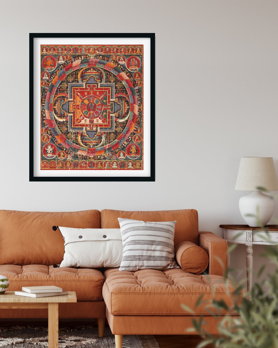Antique Mandala of Nairatmya Buddha Painting 4 :5 Vertical Premium Wall Art Canvas by MeriDeewar