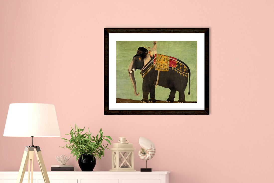 Antique royal elephant Painting-Meri Deewar 3 : 2 Horizontal Premium Wall Art Canvas by MeriDeewar