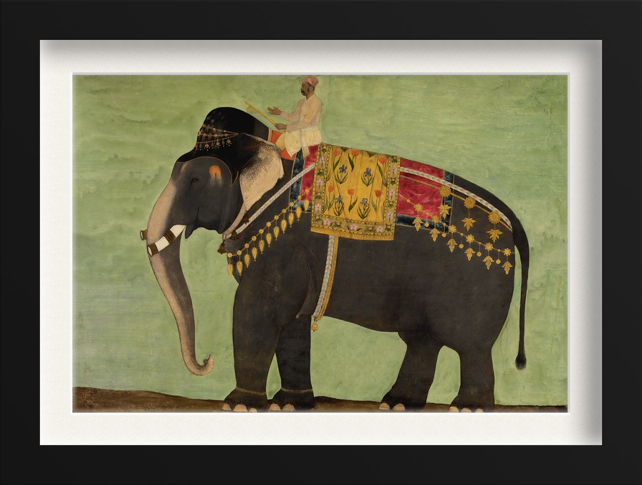 Antique royal elephant Painting-Meri Deewar 3 : 2 Horizontal Premium Wall Art Canvas by MeriDeewar