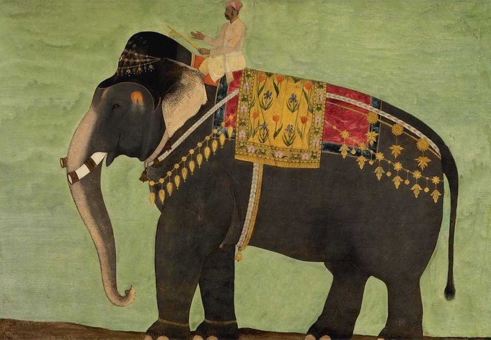 Antique royal elephant Painting-Meri Deewar 3 : 2 Horizontal Premium Wall Art Canvas by MeriDeewar