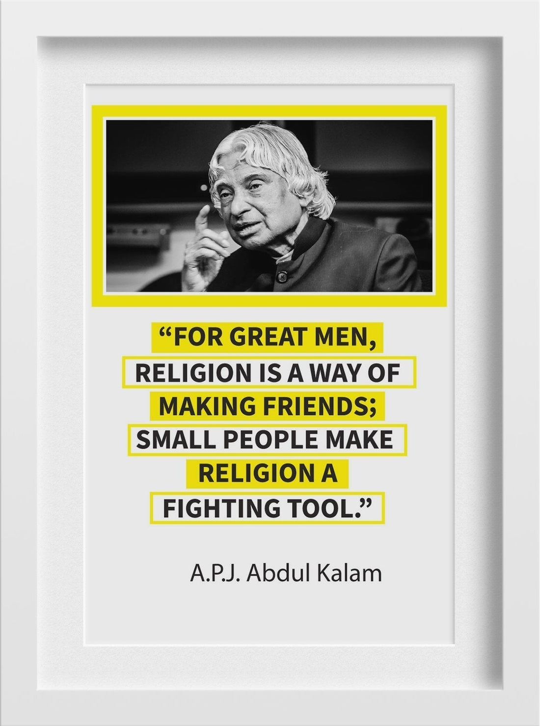 APJ Abdul Kalam 2 : 3 Vertical Premium Wall Art Canvas by MeriDeewar