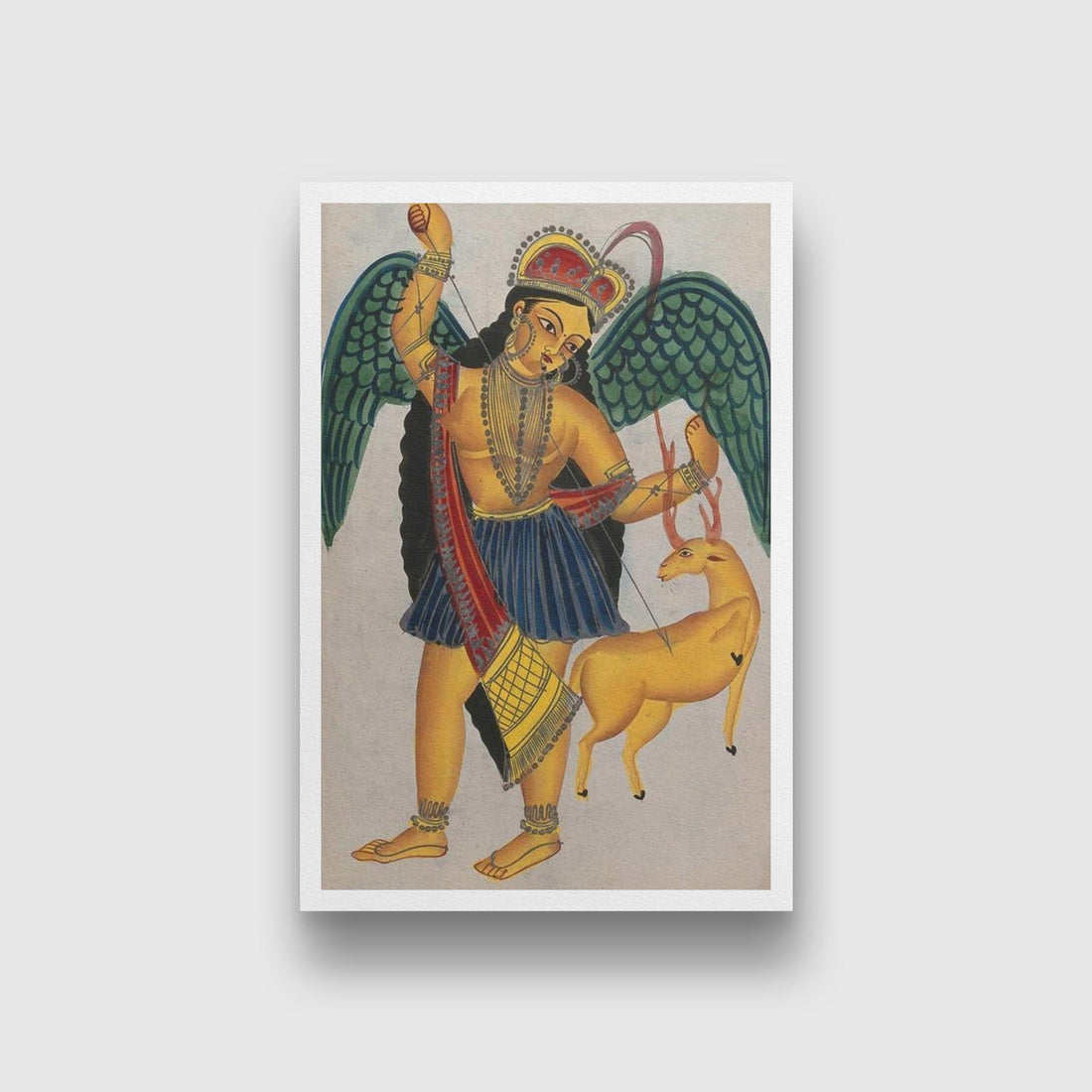 Apsara with pet deer Painting - Meri Deewar 2 : 3 Vertical Premium Wall Art Canvas by MeriDeewar