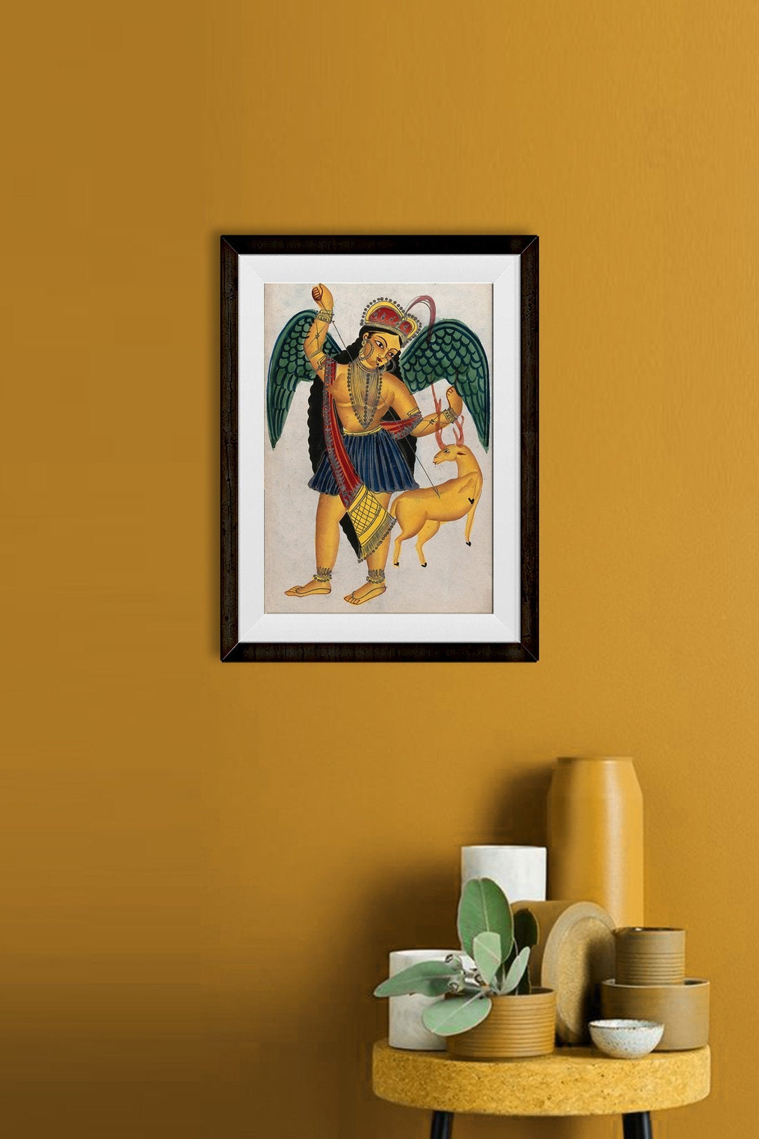 Apsara with pet deer Painting - Meri Deewar 2 : 3 Vertical Premium Wall Art Canvas by MeriDeewar