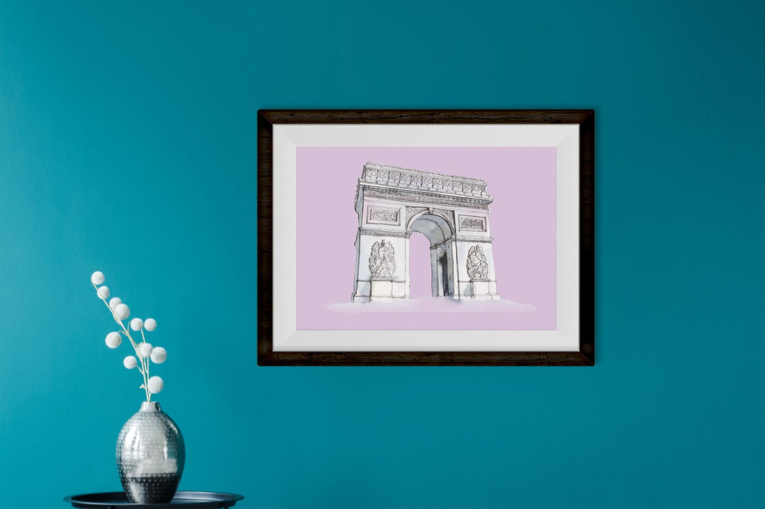 Arc-de-Triomphe2 Illustration Painting-Meri Deewar 3 : 2 Horizontal Premium Wall Art Canvas by MeriDeewar