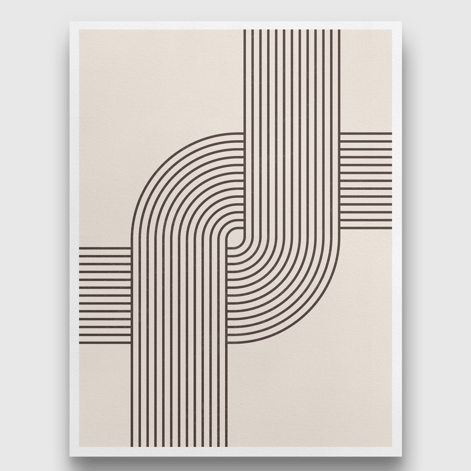 Archer Retro Geometric Pattern Line Paninting 3 : 4 Vertical Premium Wall Art Canvas by MeriDeewar