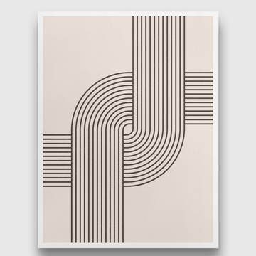 Archer Retro Geometric Pattern Line Paninting 3 : 4 Vertical Premium Wall Art Canvas by MeriDeewar