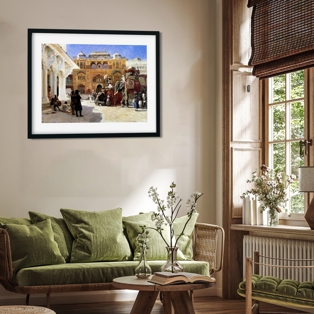 Arrival Of Prince Humbert The Rajah At The Palace Of Amber Painting 4 : 3 Horizontal Premium Wall Art Canvas by MeriDeewar