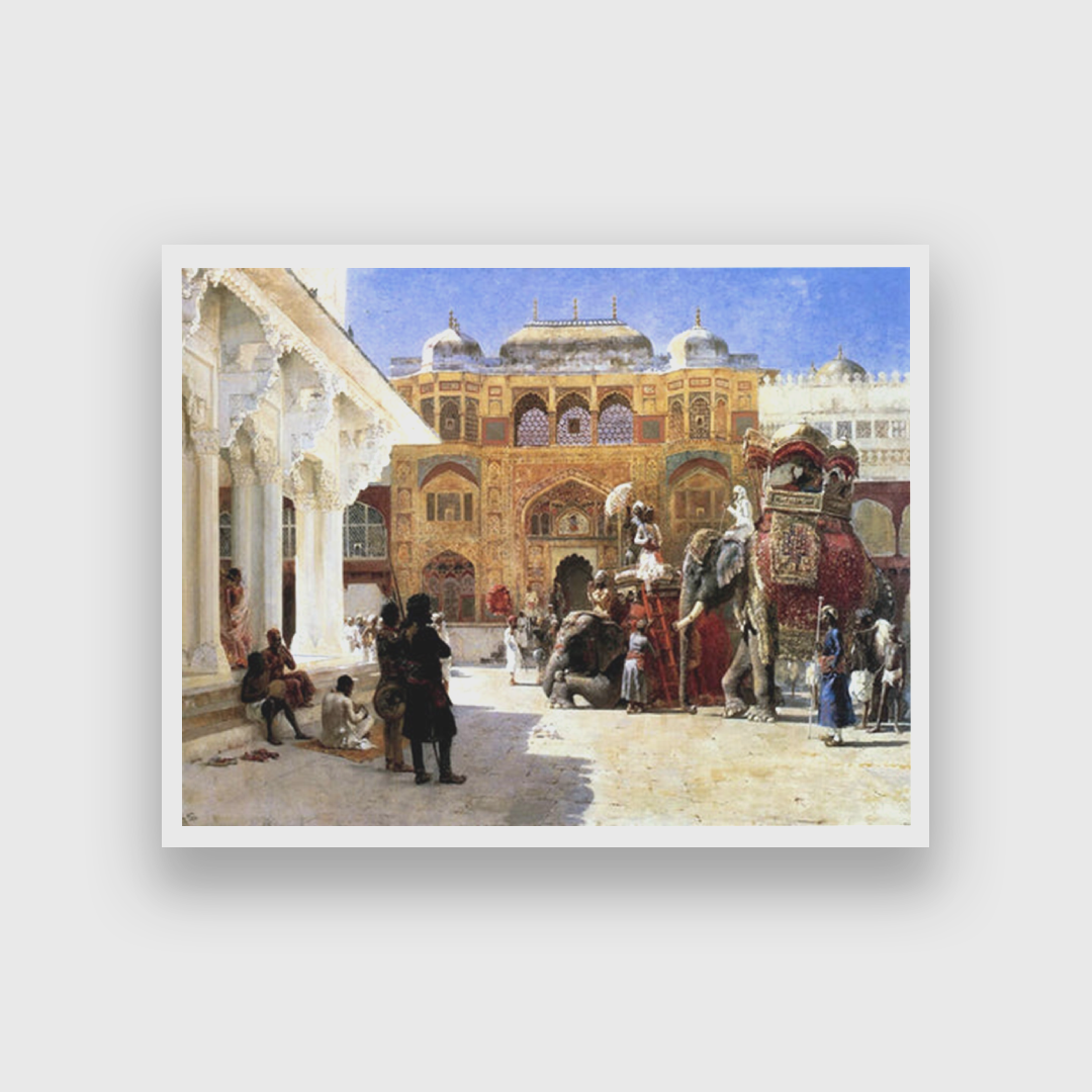 Arrival Of Prince Humbert The Rajah At The Palace Of Amber Painting 4 : 3 Horizontal Premium Wall Art Canvas by MeriDeewar