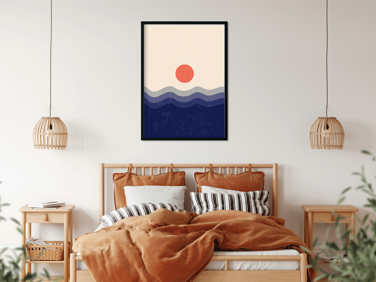 Art landscapesset modern Painting 4 X 5.5 Vertical Premium Wall Art Canvas by MeriDeewar
