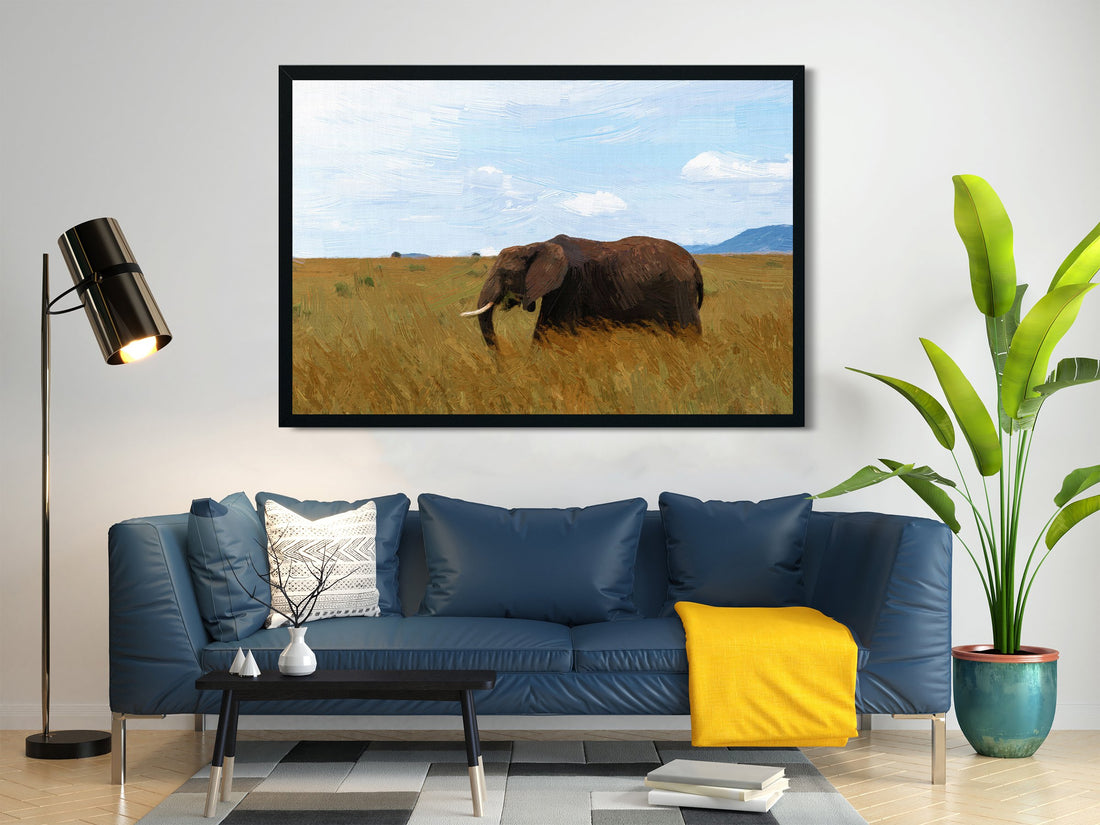 Asian Elephant in the jungle Painting - Meri Deewar 3 : 2 Horizontal Premium Wall Art Canvas by MeriDeewar