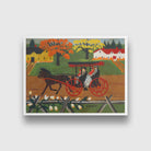Autmun Carriage Ride Painting-Meri Deewar 4 : 3 Horizontal Premium Wall Art Canvas by MeriDeewar