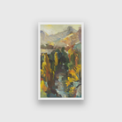 Autumn river mountains landscape dawn author s painting 2 : 3 Vertical Premium Wall Art Canvas by MeriDeewar